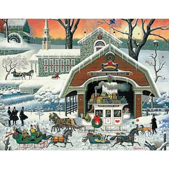 Buffalo Games Charles Wysocki Holiday Collection 'Twas the Twilight Before Chris - Picture 2 of 9